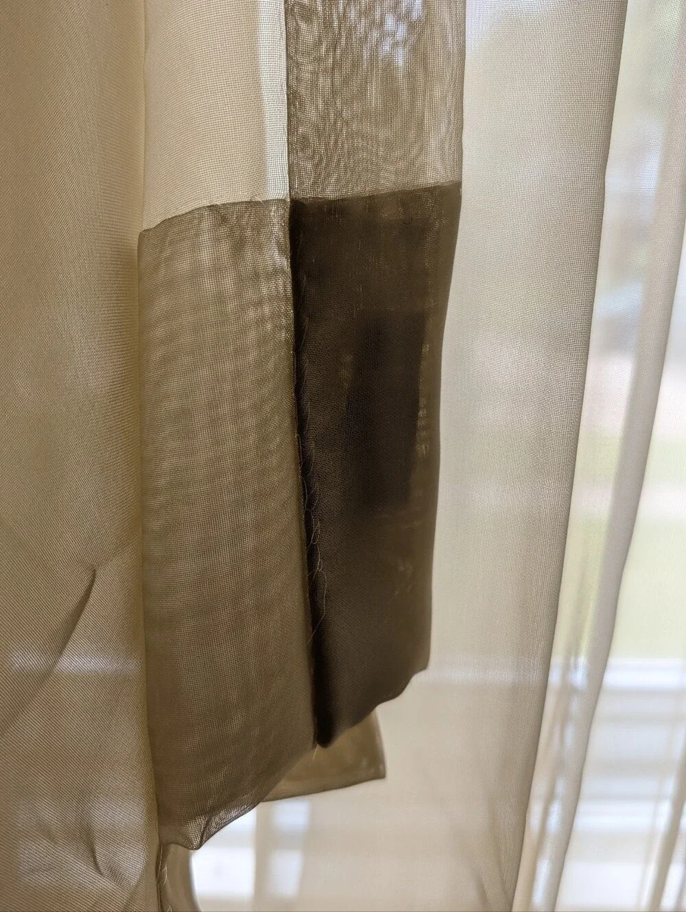 Custom Made Window Traversing Drapery Sheers Taupe 3 Finger Pinch Pleat 1 Panel